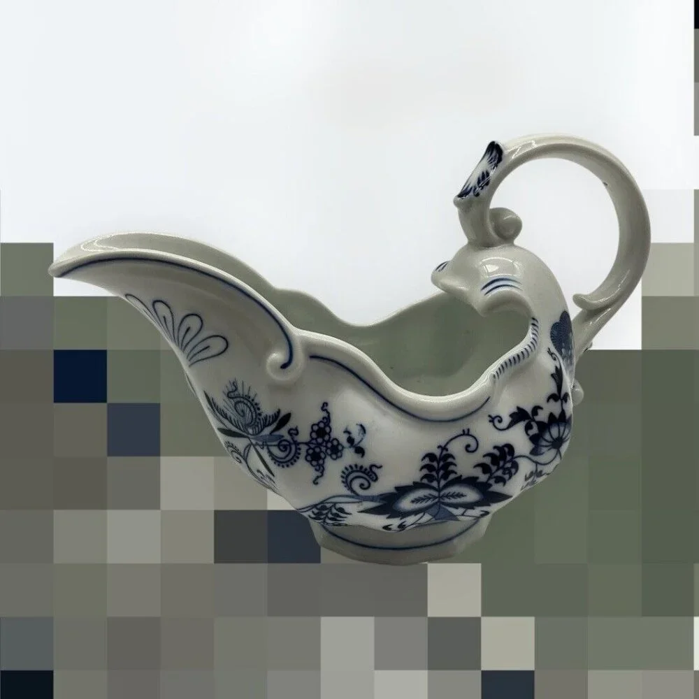 Blue Danube Large Blue & White Gravy Boat Blue Onion Retired Pattern Vintage